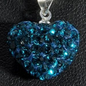Necklace - Hearts on Fire Blue Rhinestone